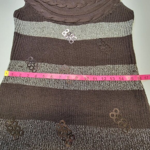 SEQUIN Sleeveless Knit Sweater Dark Brown Dress - One Size Fits Most - Picture 10 of 11